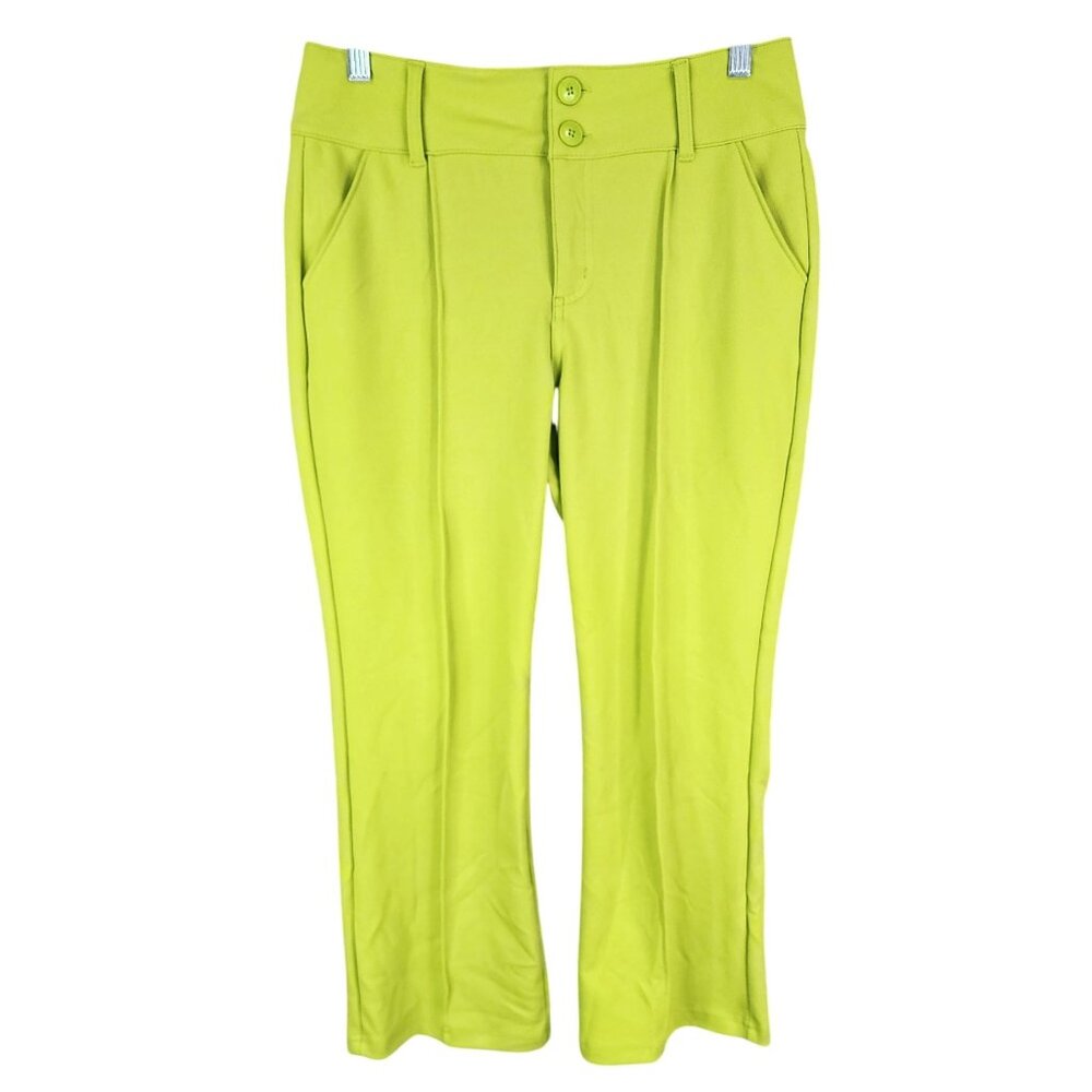 Womens Happily Grey Lime Green Straight Leg Pants Hi Rise Size S